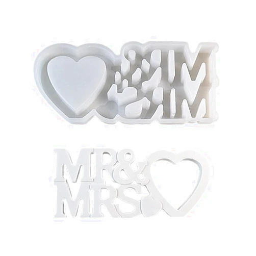 Ldabrye Silicone Molds for Resin Sturdy Mr & Mrs Word Sign Ornament Crystal Epoxy Mold for Wedding Decoration Casting Resin Mold for Candles Soaps Making