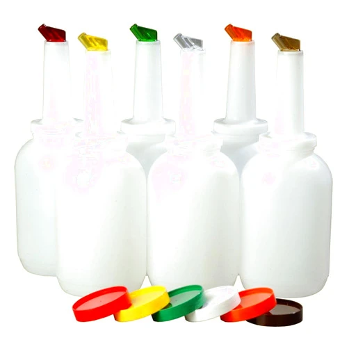 AME D'ESSENCE (SET OF 6) Store N Pour Spout Bottle Containers Flow-N-Stow Fruit Juice & Liquor Bar Pour Bottles 2 Quart 6 Colors
