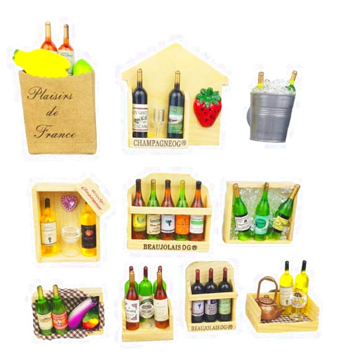 Miswee 10 pcs/Set Creative Stereoscopic Wine Bottle Series Fridge Magnet Refrigerator Magnetic Sticker Home Deco Magnet Kitchen Accessories (Wooden)