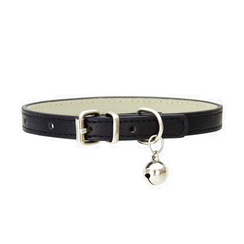 Aosora Cat Collar with Bells Cute for Boy Cats, Girl Cats Leather Cat Collars Accessories for Pet Collars Adjustable for Cat(Black)