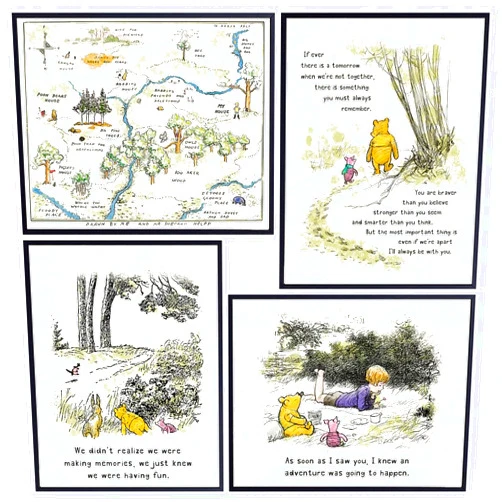 YELLOWBIRD ART & DESIGN Winnie Pooh Wall Art & Decor - Boys Room Decor - Kids Room Decor - Baby Nursery Decor - Little Girls Bedroom Decor - Toddler Room Decor - Baby Room Decor - Inspiration positive Quotes Wall Decor