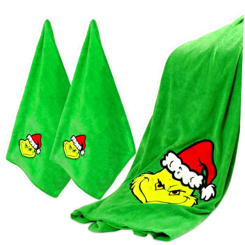 AMUHUA 3PACK Christmas Hand Towels Bathroom Set - Christmas Green Kitchen Hands Towels and Bathroom Towels for Shower Drying Cleaning Cooking