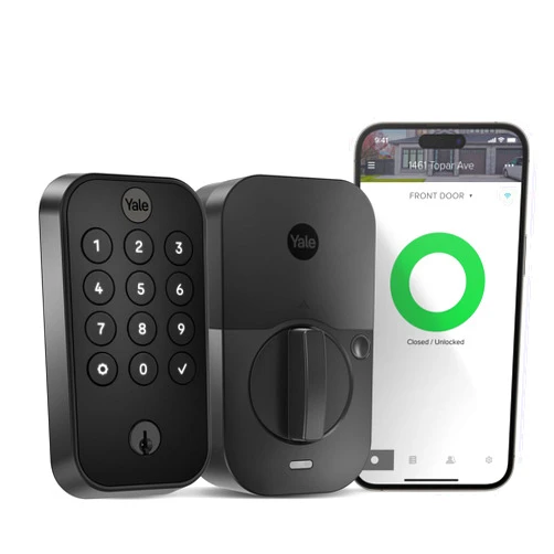 Yale Security Assure Lock 2 Deadbolt, Black Suede Keyed Smart Entry Door Lock with Wi-Fi Connected Keypad for Code Entry and Remote Access, YRD410-WF1-BSP