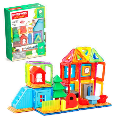 MAGFORMERS Milo's Mansion Set, Rainbow Colors, Educational Magnetic Geometric Shapes Tiles Building STEM Toy Set Ages 3+