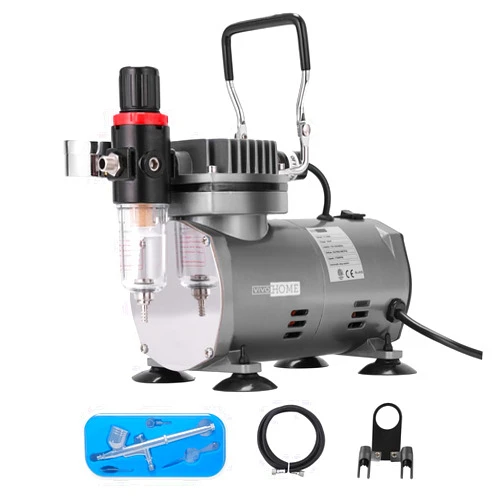 VIVOHOME Airbrush Kit with 1/5 HP Air Compressor and 1 Dual Action Airbrush Kit, Gravity Feed, Quiet Air Brush Set with Holder