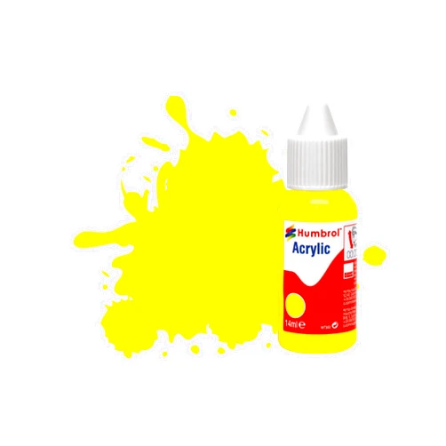 Humbrol Acrylic Paint - DB0069 No 69 Yellow - Gloss (14 ml) - Model Craft Paint, Acrylic Paint for Models such as Vehicles, Planes, Diecast Figures and More - Artist Quality Modelling Paint