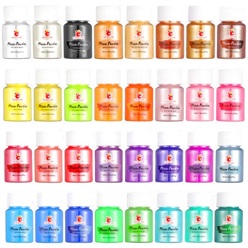 MUBYOK 32 Color Mica Powder Color Pigment Powder Set for Car Freshie Supplies 10g