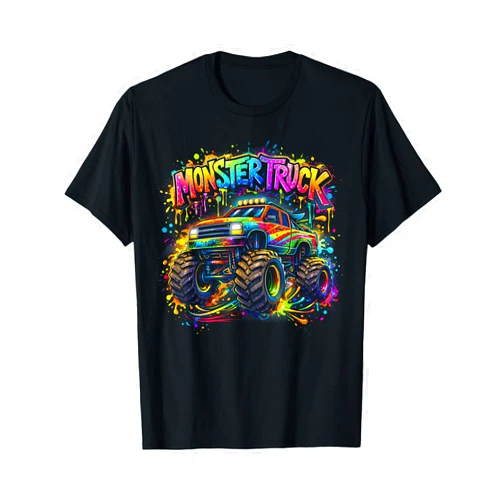 Vintage Monster Truck Gifts Monster Truck Retro Colorful Graffiti Toddlers Youth Adults T-Shirt