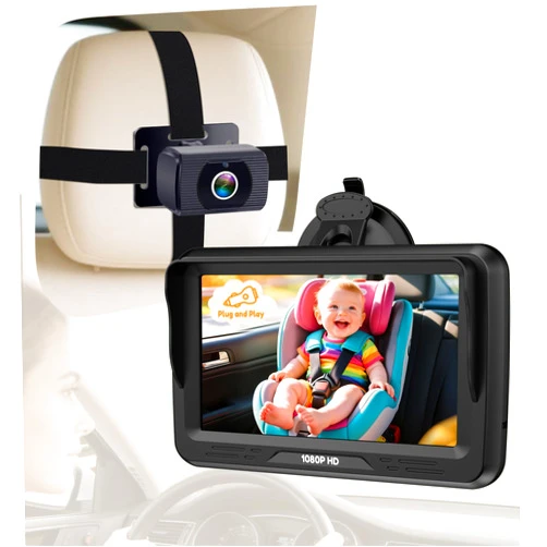 Rohent Baby Car Camera HD 1080P - Rear-Facing Infant Monitor with Night Vision Car Camera for Baby 150° Wide-Angle Lens Anti-Glare Screen Easy Install 360° Adjustable Display