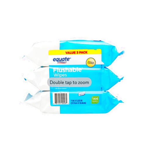 YOLOMOLO Fresh Scent Flushable Equate Wipes, 3 Packs of 48, 144 Total Wipes and Bookmark Gift of YOLOMOLO