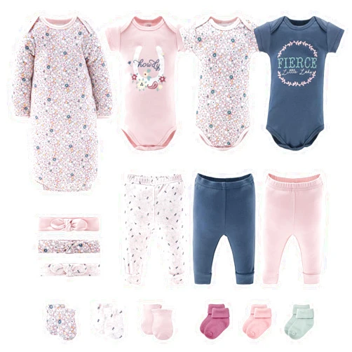 The Peanutshell Newborn Clothes & Accessories Gift Set for Baby Girls, 16 Piece Layette Set, 0-3 Months Infant Girl Clothing, Baby Registry Finds, New Born Essentials Must Haves