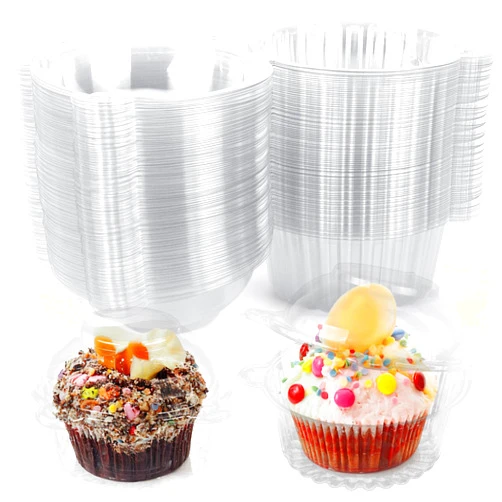 HANSGO 50PCS Individual Cupcake Containers, Single Clear Cupcake Boxes Cupcake Holders Individual Cupcake Carriers with Dome Lids for Cupcake Muffin Parties