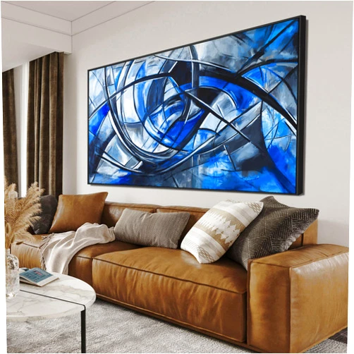 TQJ YILUFA ART Abstract Wall Art Decor Oversized Framed Wall Art Pictures for Living Room Canvas Art Wall Decor Blue Wall Art Prints Artwork for Walls Large Black and White Wall Art Decor Home Office Decorations 29