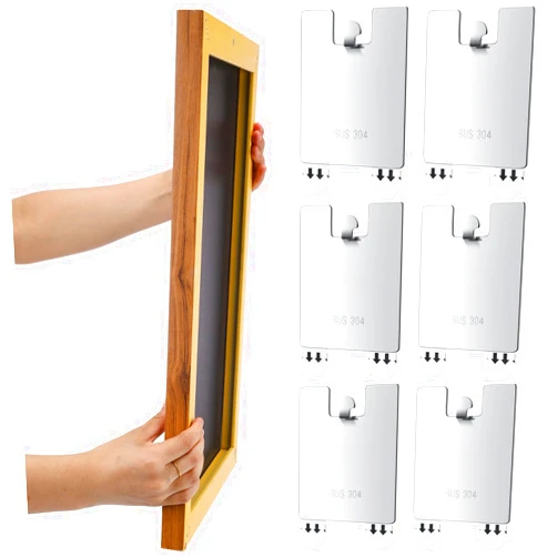 Hicarer 6 Pcs Adhesive Metal Picture Frame Hangers Damage Free Hanging Picture Hangers Dry Wall Art Hangers Adhesive Picture Hangers No Tools Frame Hanger