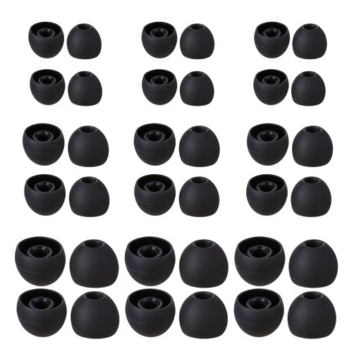 LXUEJIE 18 Pairs Silicone Ear Tips, Extra Small Ear Bud Covers Soft Earphones Earbuds Black Earbuds Tip Replacement Silicone Ears Bud Tips Replacement Kit Black Ears Tip for in-Ear Headphones (S/M/L)