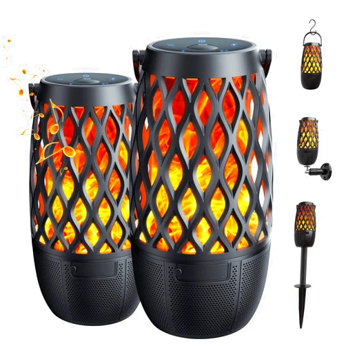 KuccHero Outdoor Bluetooth Speaker with Light, Decor, Tech Gadget Cool Stuff, Sync up to 100 Wireless Portable Speaker with Wall Mount/Stake/Hook, Waterproof for Patio/Yard/Party/Camping, 2 Pack