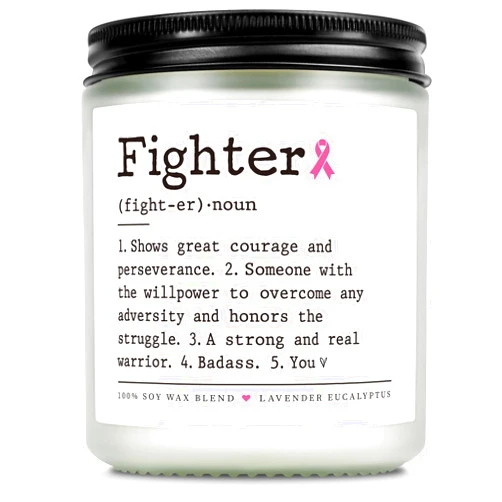 AceThrills Breast Cancer Gifts for Woman, Breast Cancer Awareness Accessories Gifts for Women - 7 Oz Lavender Scented Fighter Candle