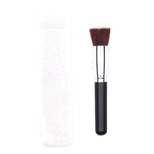 Beatifufu Professional Makeup Brush Set 2pcs Foundation Brush Loose Brush Luxury Wooden Handle Black Rose Gold for Liquid Loose Makeup