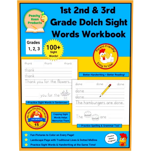 Peachy Keen Products,Karen Shepherd M.A.,Peachy Keen Learning 1st 2nd 3rd Grade Dolch Sight Words Workbook: Over 100 1st 2nd 3rd Grade Dolch Sight Words Handwriting Practice Pages (Peachy Keen Learning Workbooks ... Grades Pre-K , K ,1st , 2nd , and 3rd Grades)