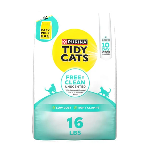 Tidy Cats Purina Tidy Cats Clumping Cat Litter Odor Control, Free and Clean Unscented Multi Cat Litter - 16 lb. Bag