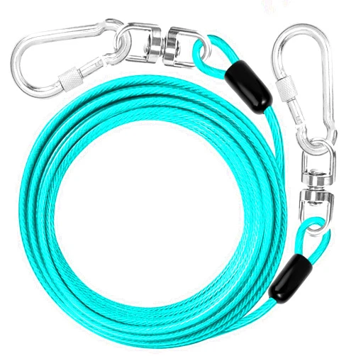 jenico Dog Tie Out Cable: 10 ft Dog Lead for Yard - Heavy Duty Chain Leash Outside for Small Large Dogs Up to 500 lbs - Outdoor Dog Runner Tether