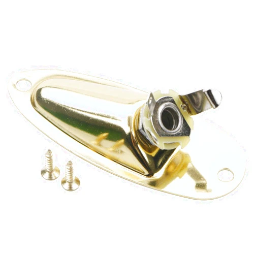 JIUWU Gold Jack Plate Boat Style 6.35mm Guitar Pickup Output Input Jack Plug Socket for FD Strat Guitar
