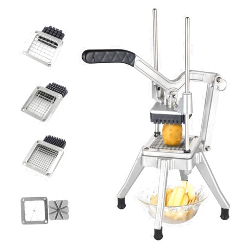 ROVSUN Commercial Vegetable Chopper French Fry Cutter with 4 Blades, Potato Slicer Fruit Chopper Stainless Steel with 1/2