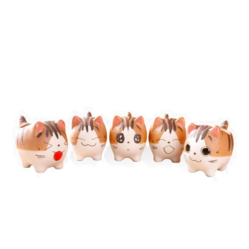Bufanli Mini Cute Cat Cartoon Ceramic Succulent Pots Planters with Drainage Hole for Small Plants Animal Lovers Home and Office Desk Decoration Set of 5