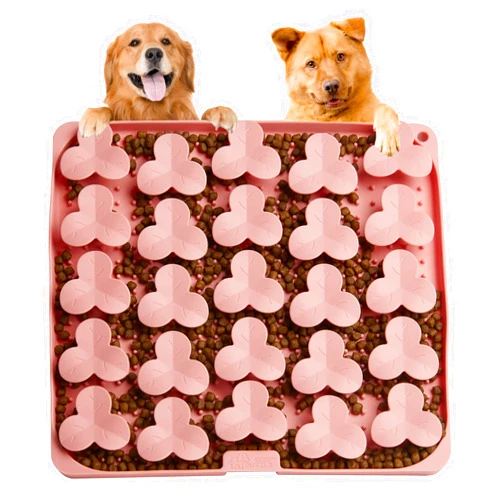 Puzzle Feeder Snuffle Mat for Dogs, Lick Mat for Dogs to Slow Down Eating, Dog Puzzle Toys for Large and Medium Breed Dogs, Silicone Dog Bowls for Dry, Wet, Raw Food, Pink