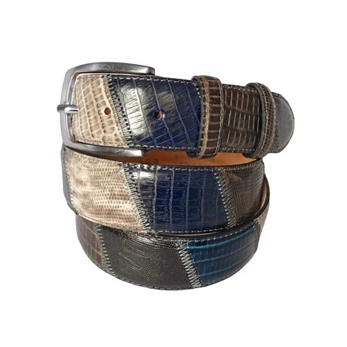 Fresco Golf Attire & Accessories Fresco Golf Full Grain Italian Leather Lizard Embossed Patchwork Men’s Belt