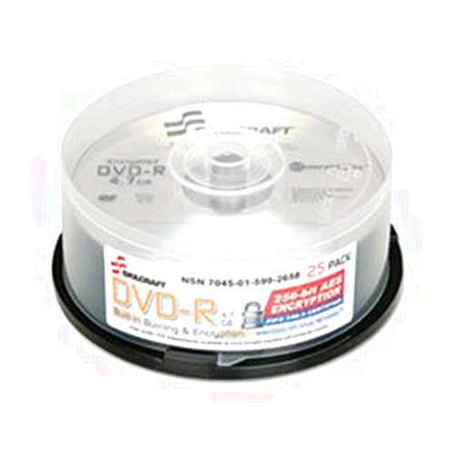 AbilityOne SKILCRAFT 7045015992658 Encrypted Recordable Digital Video Disc, 4.7gb/120min, 16x, 25/pk