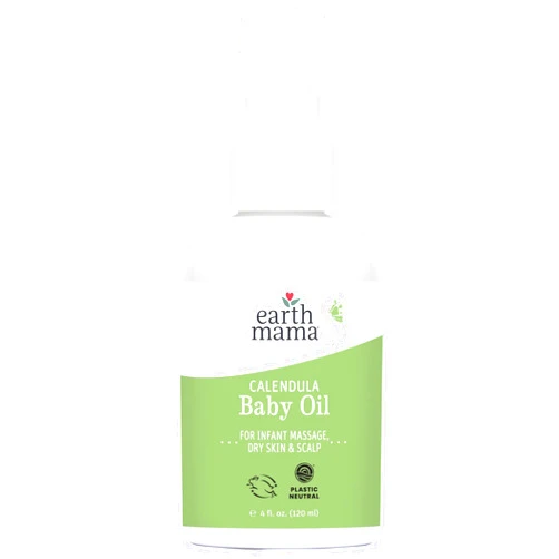 Earth Mama Calendula Baby Oil | Massage Oil for Newborn Skin Care, Dry Skin & Scalp Moisturizer, Fragrance Free, 4-Fluid Ounce
