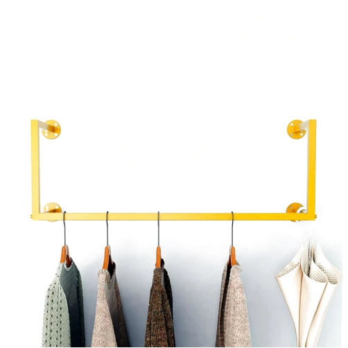 HOMEKAYT Gold Clothing Rack,Wall-Mounted Clothes Rack,Modern Clothes Hanging Bar Space-Saving, Vintage Retail Garment Rack