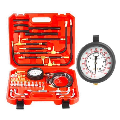 MANUTEX Fuel Pressure Test Kit Fuel Pressure Gauge Complete Kit for Car Truck Motorcycle 0-140 PSI 45PCS