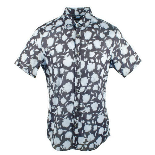 Michael Kors Men's Slim Fit Button Front Short Sleeve Shirt
