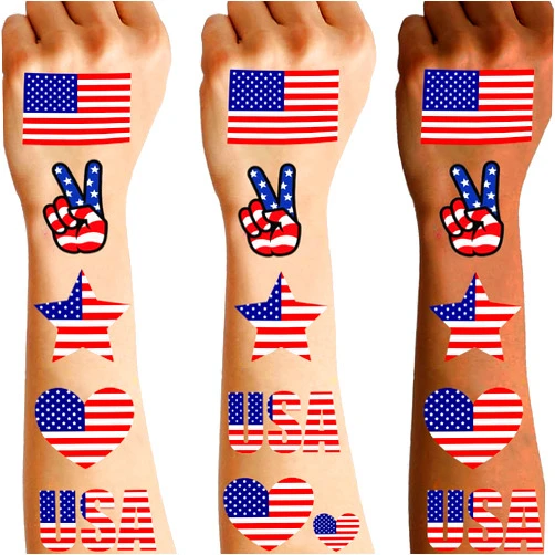Generic 102 PCS American Flag Temporary Tattoos, 6 Sheets July 4 Temporary Tattoos, USA Flag Tattoos, USA Tattoos, Red White and Blue Party Supplies, USA Flag for 4th of July, Memorial Day, Labor Day