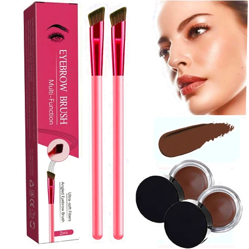 ZMPDJG Anjoize Eyebrow, Anjoize Eyebrow Pen 4d, Home Eyebrow Care Kit 4d Laminated, 4d Hair Stroke Brow Stamp Brush, Anjoize 4d Ultra Thin Brow Groomer (Dark Brown-2Pcs)