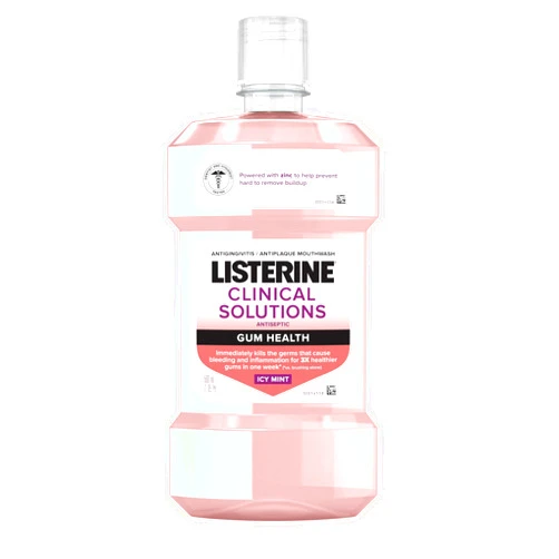 Listerine Clinical Solutions Gum Health Antiseptic Mouthwash, Antigingivitis & Antiplaque Oral Rinse Helps Prevent Buildup & Immediately Kills Germs for Healthier Gums, ICY Mint, 500 mL
