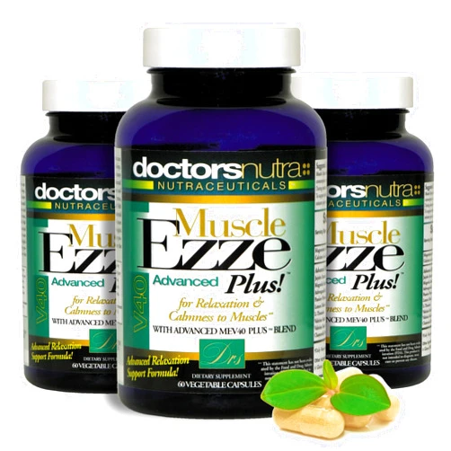 Doctors Nutra Nutraceuticals Pack of 3 Natural Relaxant Muscle Ezze Plus Advanced Day-Time Night-Time 24-7 Maximum Strength Capsules.