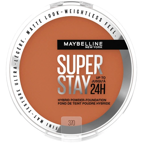 Maybelline Super Stay Up to 24HR Hybrid Powder-Foundation, Medium-to-Full Coverage Makeup, Matte Finish, 370, 1 Count
