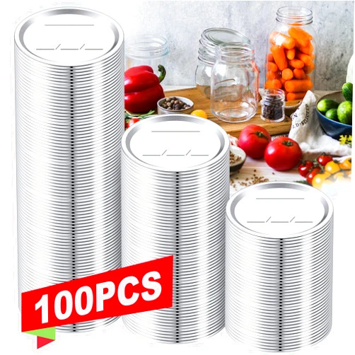 OCSOHO 100 PCS Canning Lids Wide Mouth,3.42in Mouth Mason Jar Lids,Ball Kerr Jar with Lids with Leak proof Airtight Seal Rust Proof Split,Wide Mouth Kerr Mason Jars Food Grade,Canning Food