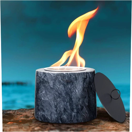 SmileBank Tabletop Fire Pit Fire Bowl - Marble Table Top Firepit Isopropyl Alcohol Mini Indoor Fire Pit Portable Tabletop Fireplace for S'mores Home Outdoor Patio Balcony Backyard Garden Decor