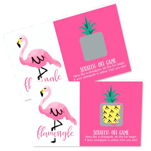 Big Dot of Happiness Pink Flamingo - Party Like a Pineapple - Tropical Summer Game Scratch Off Cards - 22 Count