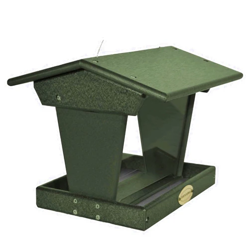 DutchCrafters Plastic Hanging Hopper Bird Feeder, Large Bird Feeders for Outdoors, Suitable for Food, Seed, Mealworm (Large, Turf Green)