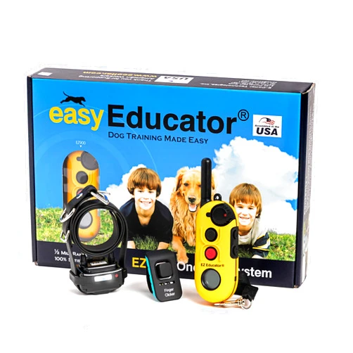 Educator EZ 1/2 Mile Dog Training Collar with Ergonomic Remote, Safe Humane Vibration Stimulation, Pavlovian Tone, Waterproof, Odorproof Biothane Collar, Night Light, Rechargeable, 1 Dog, Yellow
