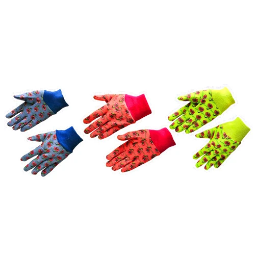 G & F Products JustForKids Garden Gloves, Soft Cotton Kids Work Gloves with Knit Wrist, Breathable & Dirt-Resistant, Assorted Colors Red/Green/Blue, Comfortable Fit, 3 Pairs per Pack for Outdoor Use
