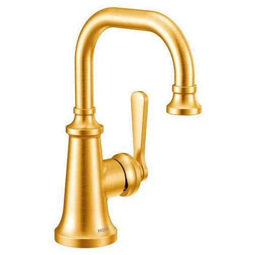 Moen Brushed Gold Colinet One-Handle Single Hole Traditional Bathroom Sink Faucet, S44101BG