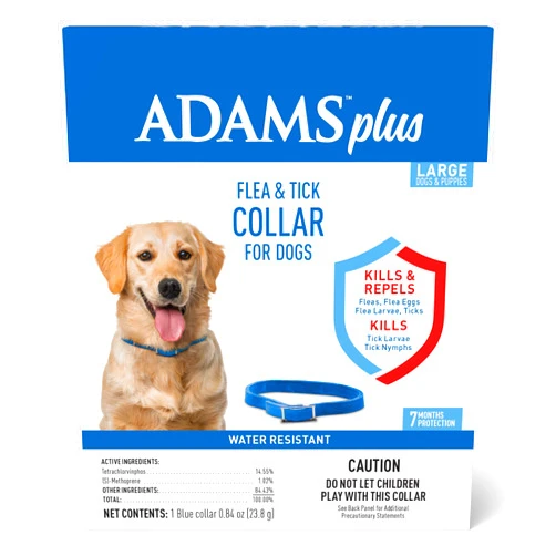 Adams Plus Flea & Tick Collar for Dogs, 7-Month Protection, Adjustable Collar Fits Large Dogs & Puppies, Kills & Repels Fleas, Flea Eggs, Flea Larvae and Ticks, Kills Tick Larvae and Tick Nymphs, Blue