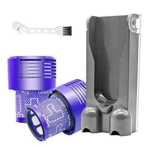 Ilovelife Docking Station & 2 Pack Vacuum Filters Compatible with Dyson V10 Cordless Vacuum Cleaner, Wall Mounted Accessories Holder Bracket & 2 Pack Vacuum Filters Replacement Parts for Dyson V10 Parts