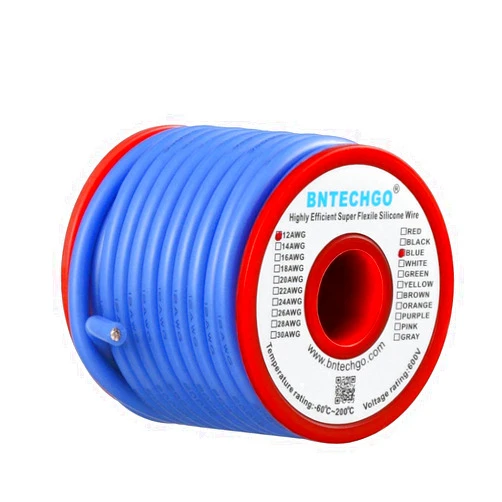 BNTECHGO 12 Gauge Silicone Wire Blue Spool 25 ft Flexible 12 AWG Stranded Tinned Copper Wire